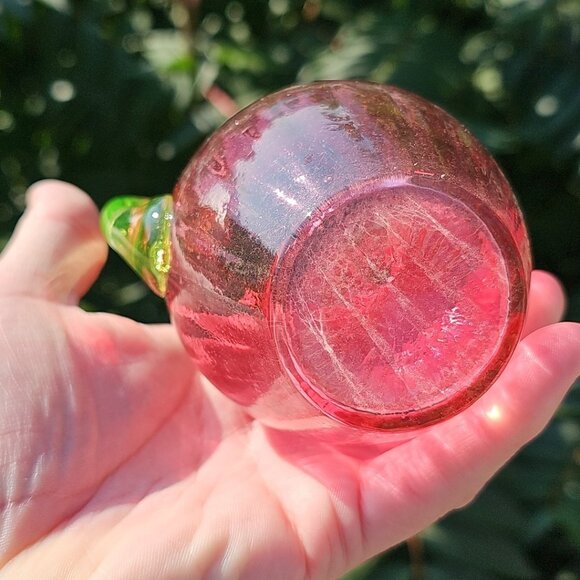 Uranium Glass Handle Cranberry Glass 1890s Collectible English Decanter Wow! - Picture 10 of 13